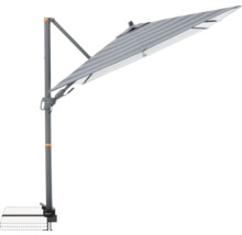 Freiarm-Sonnenschirm mit Streifenmuster und Befestigungsfuß