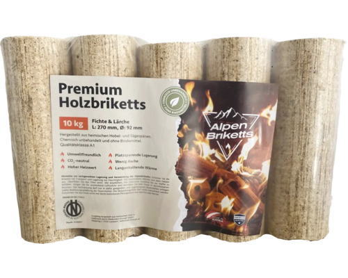 Paket Premium Holzbriketts aus Fichte und Lärche, 10 kg