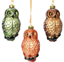 Drei Eulen-Weihnachtsbaumschmuckanhänger aus Glas
