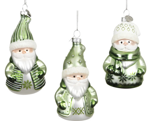 Drei Weihnachtsmann-Christbaumkugeln