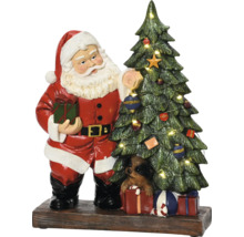 Weihnachtsmann mit Weihnachtsbaum und Hund auf Geschenken