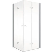 Eckdusche mit Glastüren und Griff