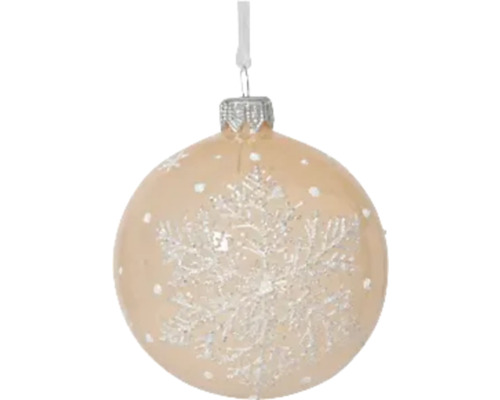 Christbaumkugel aus Glas Ø 8 cm orange Christbaumkugel mit Schneeflockenmuster
