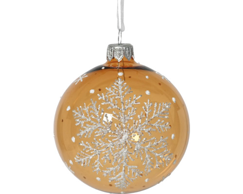 Goldene Weihnachtskugel mit Schneeflockenmuster
