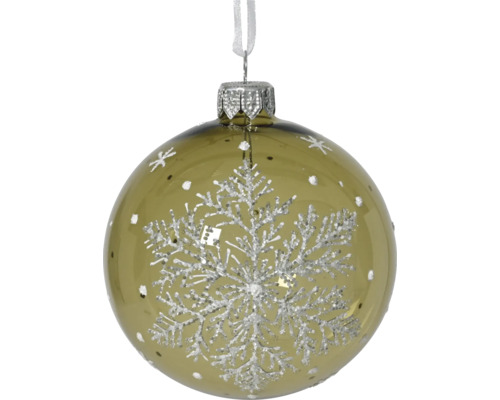 Christbaumkugel aus Glas Ø 8 cm grau Christbaumkugel mit Schneeflockenmuster