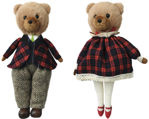 Weihnachtsdeko Bär 7x13x24 cm Zwei Teddybären als Dekoration: Ein Bär trägt Anzug, der andere ein Kleid.