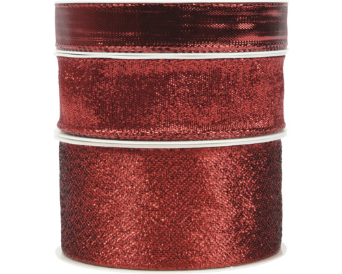 Geschenksband Weihnachten Polyester 400 x1,5 cm rot Zwei Rollen glitzerndes Dekorband