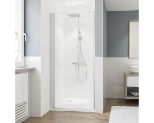 Drehtür für Nische und Seitenwände Breuer Fara 5 800x1900 mm Echtglas Klar hell chrom Badezimmer mit Duschabtrennung, Duschkopf und Armaturen