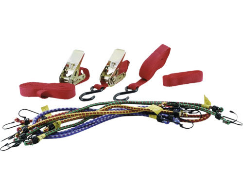 Ratschenspanngurte und Gummispanner zur Ladungssicherung