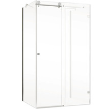 Eckdusche mit Schiebetür aus Glas