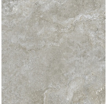 Nahaufnahme einer grauen Bodenfliese mit Steinmuster