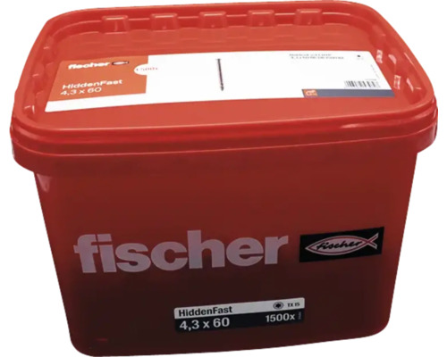 Fischer HiddenFast Schrauben 4,3 x 60 Millimeter, 1500 Stück in einer Box