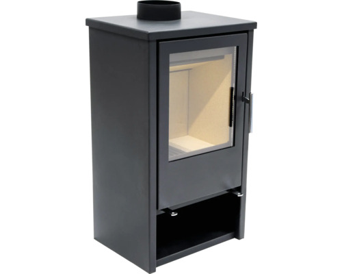 Kaminofen mit Sichtfenster und Holzfach
