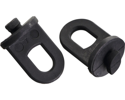 Zwei schwarze Gummiösen