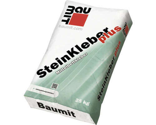 Sack mit SteinKleber Mittelbettkleber Plus von Baumit, 25 Kilogramm