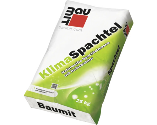 Sack mit Baumit KlimaSpachtel, naturweiße Spachtelmasse mit Reibstruktur, 25 kg