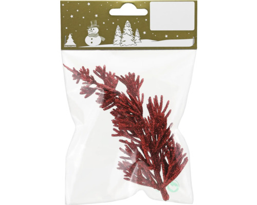 Weihnachtsdekoration Dekozweig Kunststoff L 14 cm rot Dekozweig im Beutel