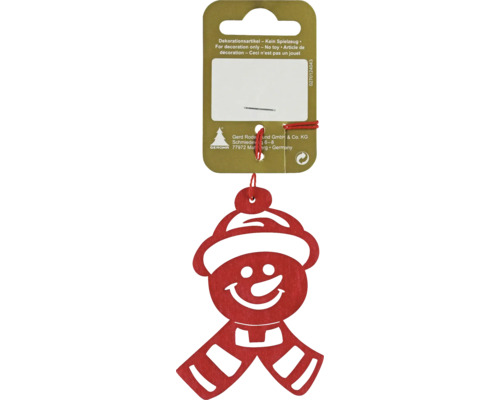 Weihnachtsbaumanhänger Schneemann mit Schal Holz rot Hängende Schneemannfigur als Dekorationsartikel