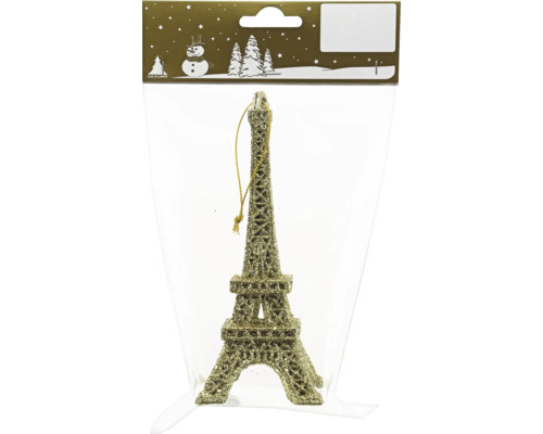 Weihnachtsbaumanhänger Eiffelturm Kunststoff 6 x 15 cm gold Eiffelturm Christbaumschmuck in der Verpackung