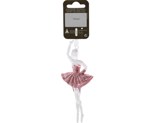 Weihnachtsbaumanhänger Ballerina mit Glitter Kunststoff 5,5 x 12 cm pink Ballerina Figur zum Aufhängen als Dekorationsartikel