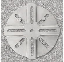 Runde Bodenplatte aus Metall mit Schlitzen zur Befestigung