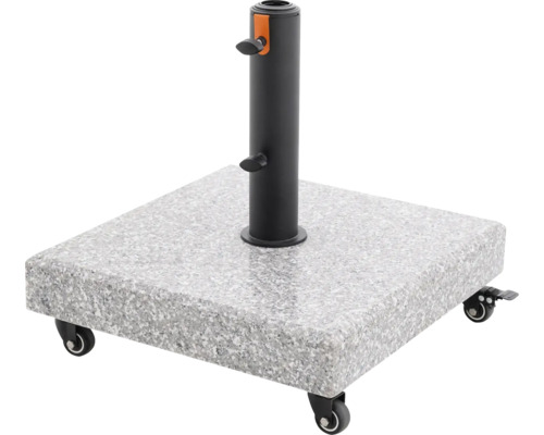 Quadratischer Sonnenschirmständer aus Granit mit Rollen
