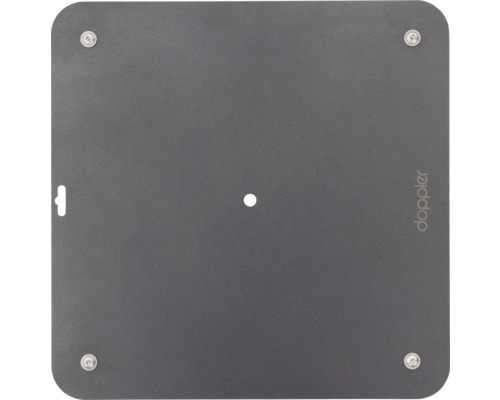 Doppler Logo auf einer quadratischen Sonnenschirmständerplatte