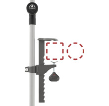 Doppler Logo auf einem Sonnenschirmständer mit Klemme