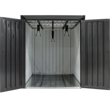 Offene Gerätebox aus Metall mit Aufhängungen