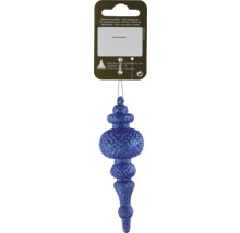 Blau glitzernder Christbaumschmuck in Zapfenform