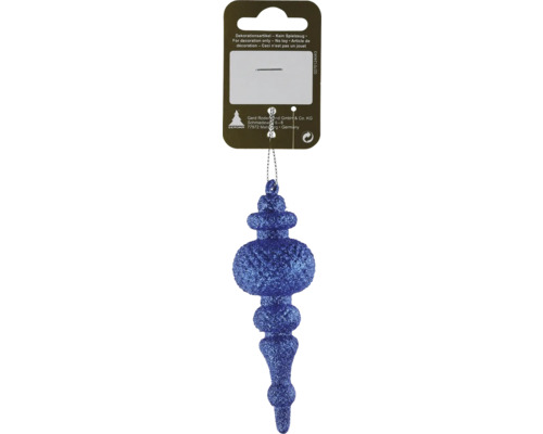 Blau glitzernder Christbaumschmuck in Zapfenform