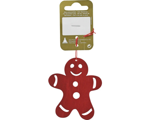 Weihnachtsbaumanhänger Lebkuchenmann Holz 8 x 7 x 0,3 cm rot Lebkuchenmann aus Holz als Dekorationsartikel