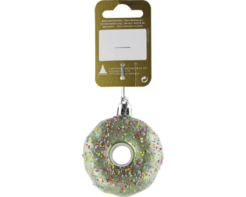 Weihnachtsbaumanhänger Donut Kunststoff Ø 6 cm H 2,5 cm mint Dekorativer Donut-Anhänger mit Streuseln