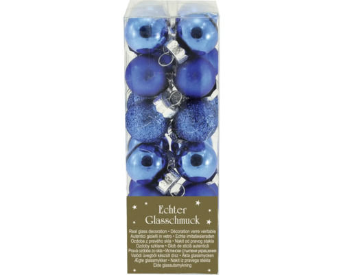 Christbaumkugeln aus Glas Ø 2 cm 24 Stück weiß Packung blaue Christbaumkugeln aus Glas