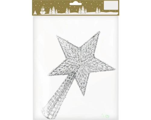 Baumspitze aus Kunststoff Stern silber Glitzer Weihnachtsbaumspitze in Sternform