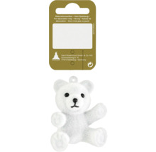 Weißer Teddybär zum Aufhängen als Weihnachtsbaumschmuck