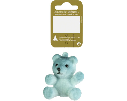 Hängedeko Bär aus Kunststoff 7 cm türkis Teddybär als Dekorationsartikel