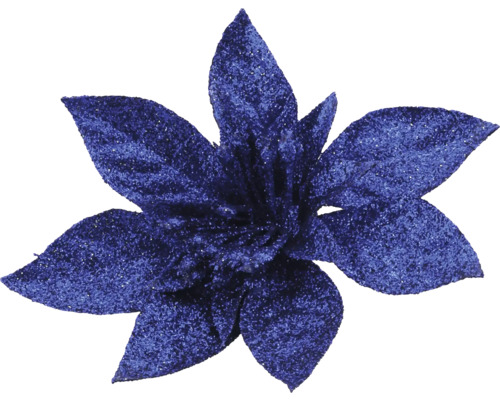 Weihnachtsdeko Blume mit Clip blau Dekorative Kunstblume mit Blütenblättern