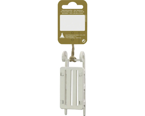 Hängedeko Schlitten aus Holz 3x8 cm weiß Dekorative Holzschlitten-Figur zum Aufhängen