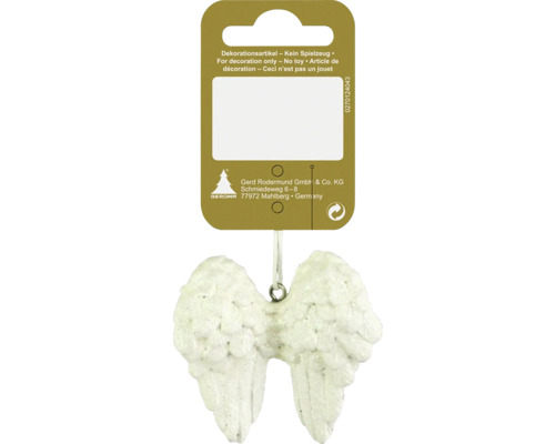 Hängedeko Engelsflügel aus Kunststoff 5x5 cm weiß Engel-Flügel-Anhänger als Dekorationsartikel