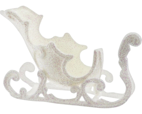 Weihnachtsdeko Schlitten Glitter weiß Dekorative, glitzernde Schlittenfigur für die Weihnachtszeit