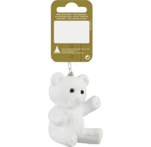 Weißer Teddybär als Weihnachtsbaumschmuck mit Aufhänger