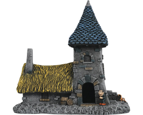 Aquariumdekoration AQUA DELLA Schlümpfe Waldhaus mit Gargamel ca. 17 x 9 x 17 cm Polyesterharz Aquariumdekoration Burg mit Turm und Strohdach