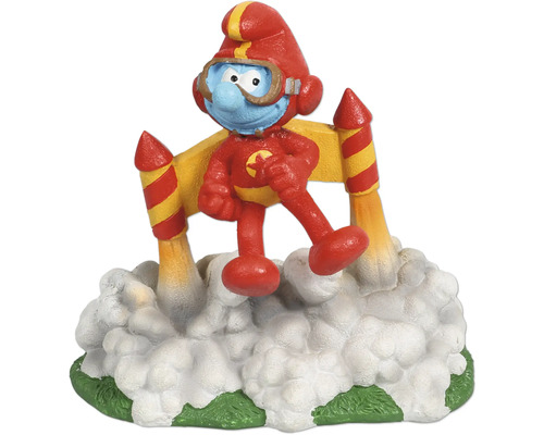 Aquariumdekoration AQUA DELLA Schlümpfe Jetpack Air Action ca. 12 x 8 x 11 cm Polyesterharz Schlumpf Astronaut Dekofigur auf Wolke