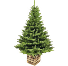Künstlicher Weihnachtsbaum im Holzkübel