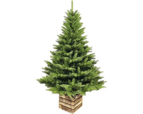 Künstlicher Weihnachtsbaum im Holzkübel