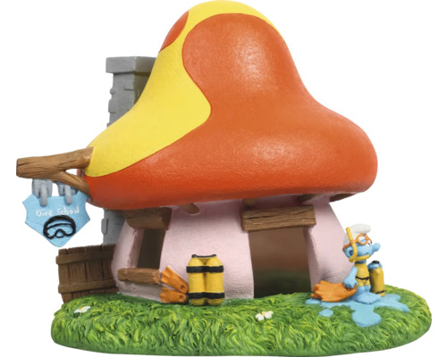 Aquariumdekoration AQUA DELLA Schlümpfe Wald mit Tauchschule Air Action ca. 17 x 15 x 15 cm Polyesterharz Schlumpfhaus mit Tauchschule als Dekoration für Aquarien