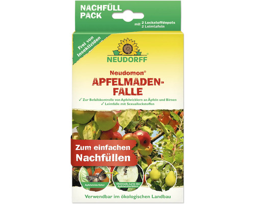 Nachrüst-Set für Schädlingsfalle Neudorff Neudomon Apfelmaden-Falle, ausreichend für 1 Saison Neudorff Neudomon Apfelmaden-Falle Nachfüllpackung ohne Insektizide mit Lockstoffdepots und Leimtafeln zur Befallskontrolle von Apfelwicklern an Äpfeln und Birnen