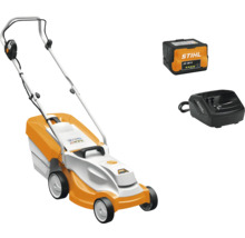 Akkurasenmäher mit Akku und Ladegerät