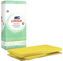 Glaswolle-Paket mit gelben Glaswolle-Platten